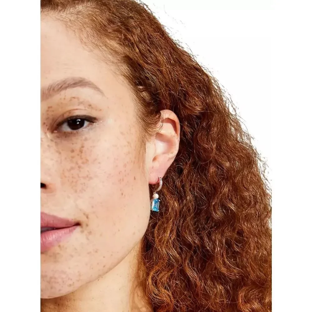 Kate Spade NEW earrings - blue Cubic Zirconia huggie hoops